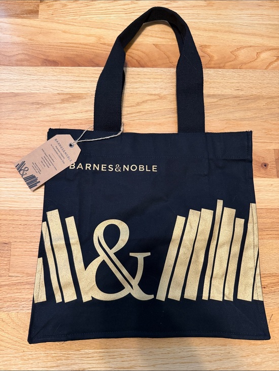 Barnes & Noble Handbags - Barnes & Noble Black Tote with Gold Book & Ampersand Design